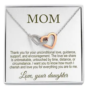 To My Mom Gift Heart Necklace Message Card Sentimental Birthday Keepsake, Mom Women Love Heart Necklace, Mother's Day Gift Necklace