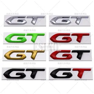 Car Styling GT 3D Metal Chrome Zinc Alloy Emblem Car Badge Body Fender Adhesive Emblem for Peugeot GT RCZ 308 508 3008 5008