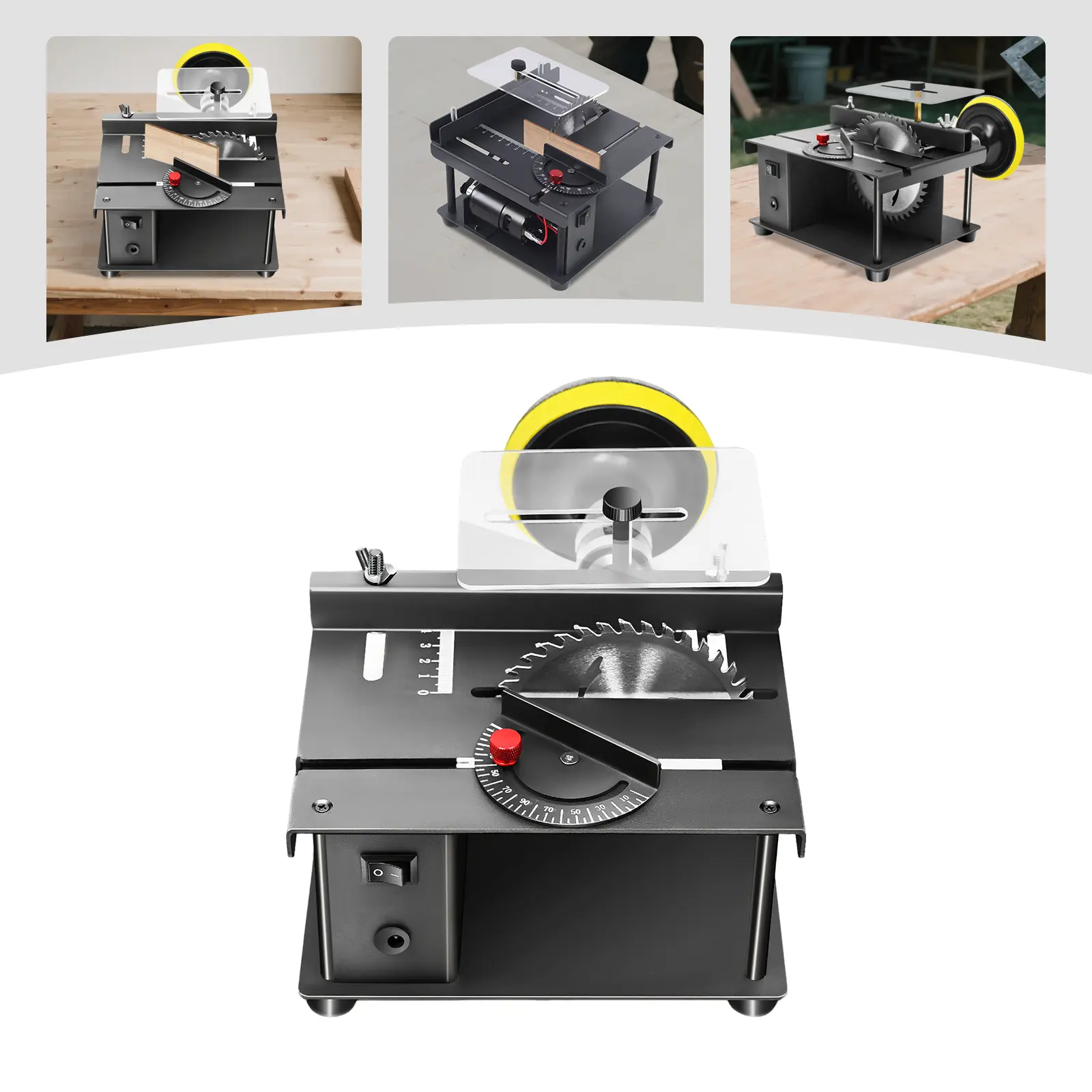 Multi-Functional Wood Cutting Machine with Cutting Station, 200W Pure Copper Motor, 7-Speed Adjustable Settings, Saw Blades, Ideal for DIY & Outdoor Crafts