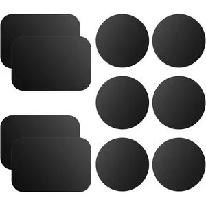 Mount Metal Plate for Phone Magnet Car Mount Holder Cradle with Adhesive, Universal Replacement Sticker Compatible with Magnetic Mounts - 10 Pack Black (4 Rectangle and 6 Round) outdoorfun