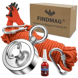 "GET IT NOW" Fishing Magnet 750 lbs Pulling Force, Double Sided Magnet Fishing with Rope, Fishing Magnet Kit for Retrieving Items in River, Lake, Beach, Lawn, 2.36" Diameter