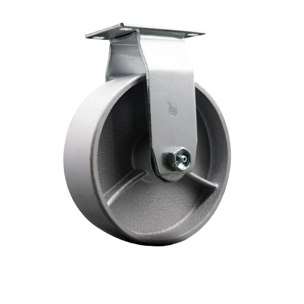 Service Caster SCC-20R620-SSBZ Heavy Duty Rigid Top Plate Caster - Silver Top Mount, 6 in. Dia 2 in. Wide Semi Steel Cast Iron Wheel, Double Ball Bearings, 450lb Capacity, Machined Hub, Heat Treated Raceways for Material Handling Dollies, Equipment, Shop,