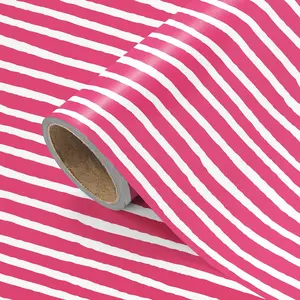 Hot Striped Gift Wrapping Paper Roll, Bold Hot and Stripes, Ideal for Birthday, Party, DIY Craft Decoration, 43.2cm X 300cm