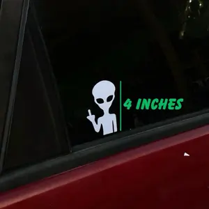 Alien Middle Finger Funny Car Decal | Adult Humor Vinyl Sticker | Bold Alien Bumper Sticker for Cars Trucks Laptops | Funny Statement Decal | Space Humor Car Sticker | Permanent Vinyl | 4x2"