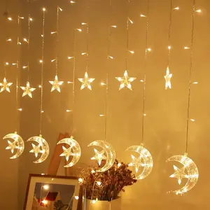 Crescent Moon and Stars Curtain Lights decoration