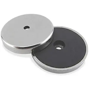 Master Magnetics B1798400 Ceramic Round Base Magnet - 11 lbs Pull, Silver & Black