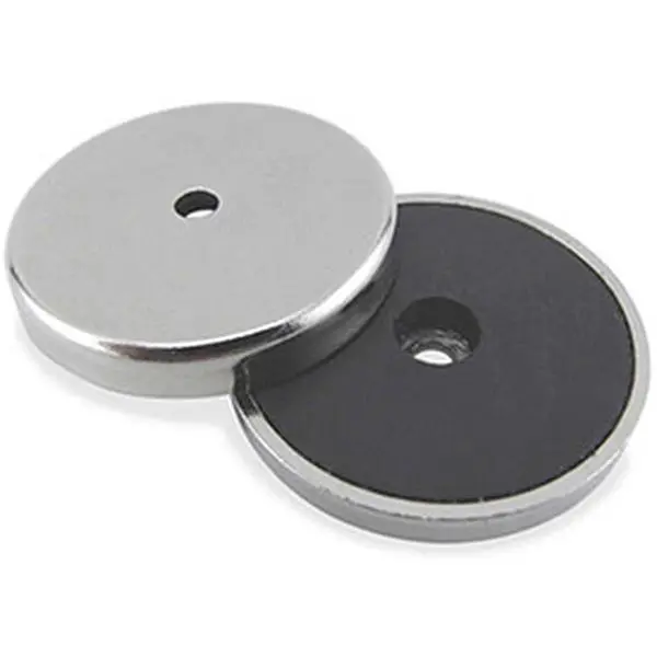 Master Magnetics B1798400 Magnet-Shaped Ceramic Round Base Magnet - 11 lbs Pull, Silver & Black, Magnet-Shaped Ceramic Magnets