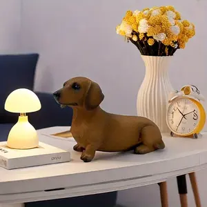 Hot Selling Creative Cute Simulation Dachshund Resin Ornament Outdoor Garden Courtyard Desktop Decoration Puppy Craft