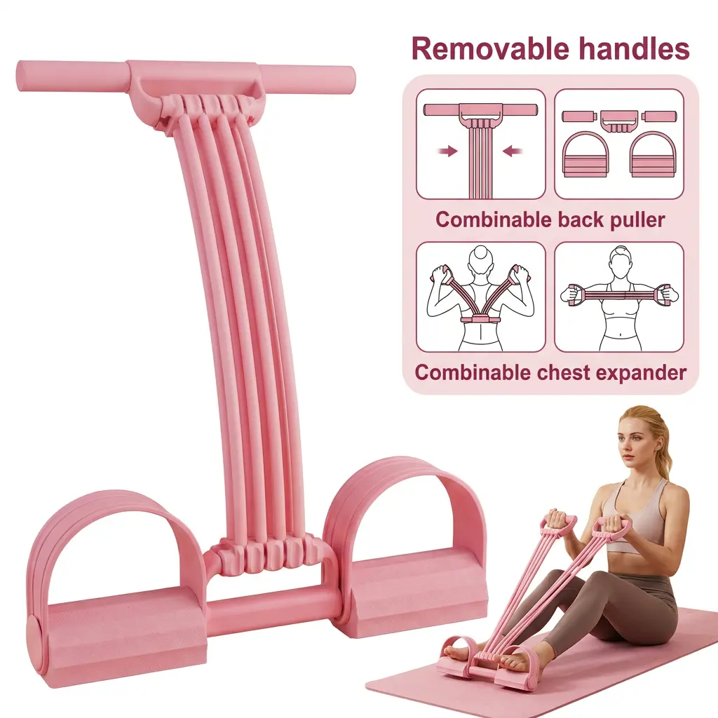 Multi-functional Pedal Resistance Band Trainer – Portable Foot Pedal Fitness Equipment Home Gym Full Body Workout Machine, Exercise Sit-ups, Yoga, Abdominal Training