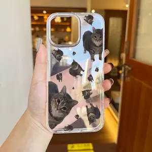 Adorable And Humorous Clear Phone Case Featuring a Cat Meme, Suitable for Iphone Models 16, 11, 15, 14, 13, And 12 Pro Max Plus. A Perfect Gift for Friends And Teenagers. Cover Shockproof Protection Protective