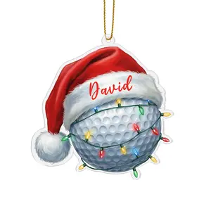 Personalized Acrylic Golf Ornament - Custom Name Hanging Decoration, Golfer Christmas Keepsake Gift