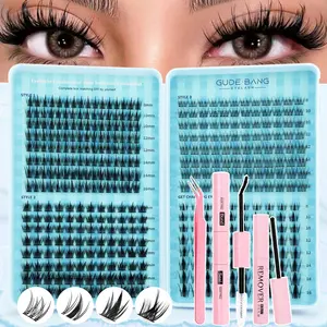 400pieces eyelash extension set, with glue, tweezers, and glue remover cream. CC roll type mixed 8-16mm large capacity, suitable for home self-grafting, friendly to beginners Eyelash Bond