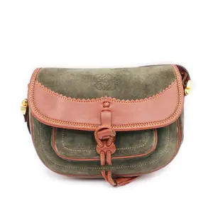 Pre-owned Loewe Leather Crossbody Bags Anagram Suede Flap Crossbody Bag (LW370)