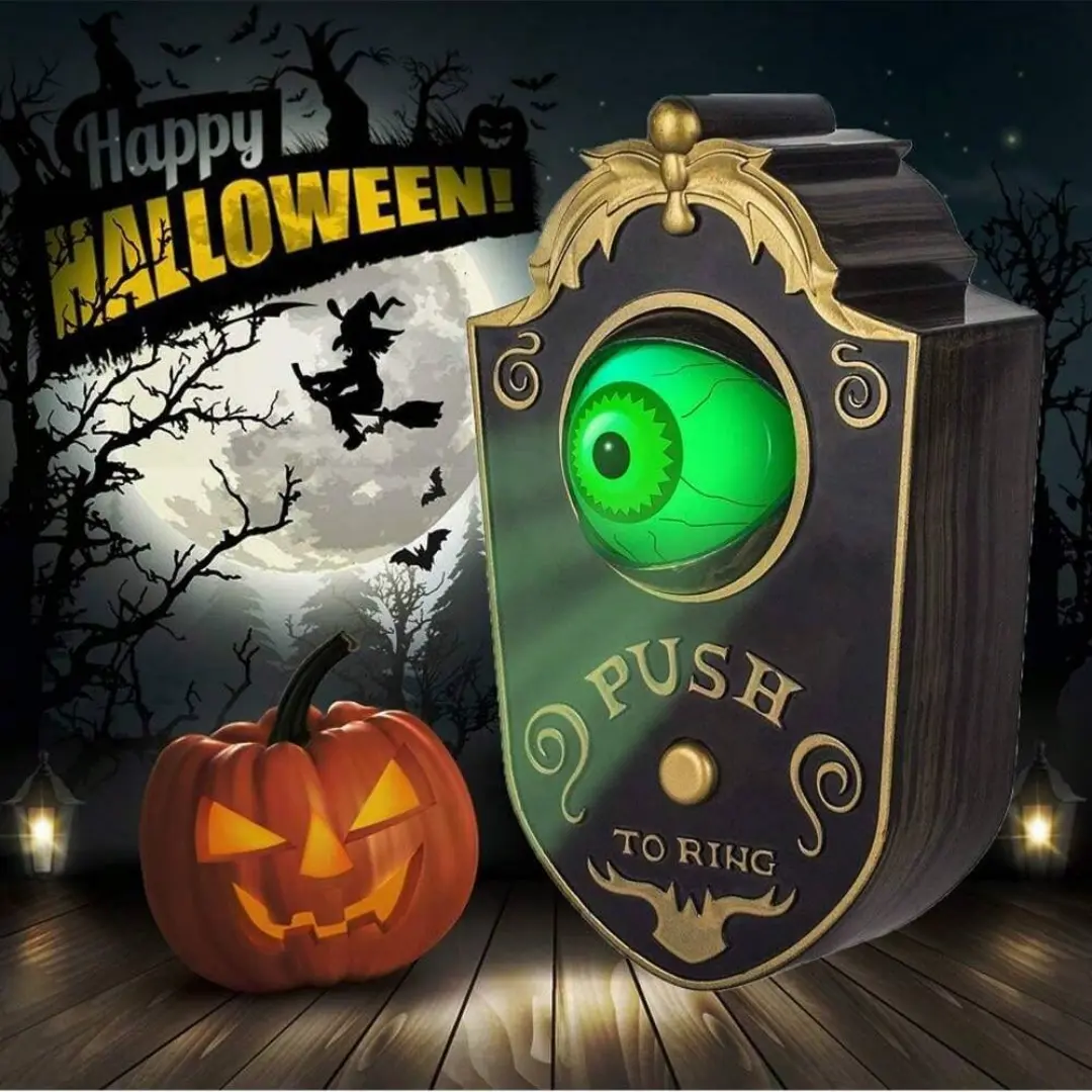 [Horror Doorbell Decoration] 1pc Halloween Horror Doorbell Decoration | Luminous Eyeball Sounding One Eyed Doorbell, Bar Secret Room Tricky Props, Decorative Halloween Supplies