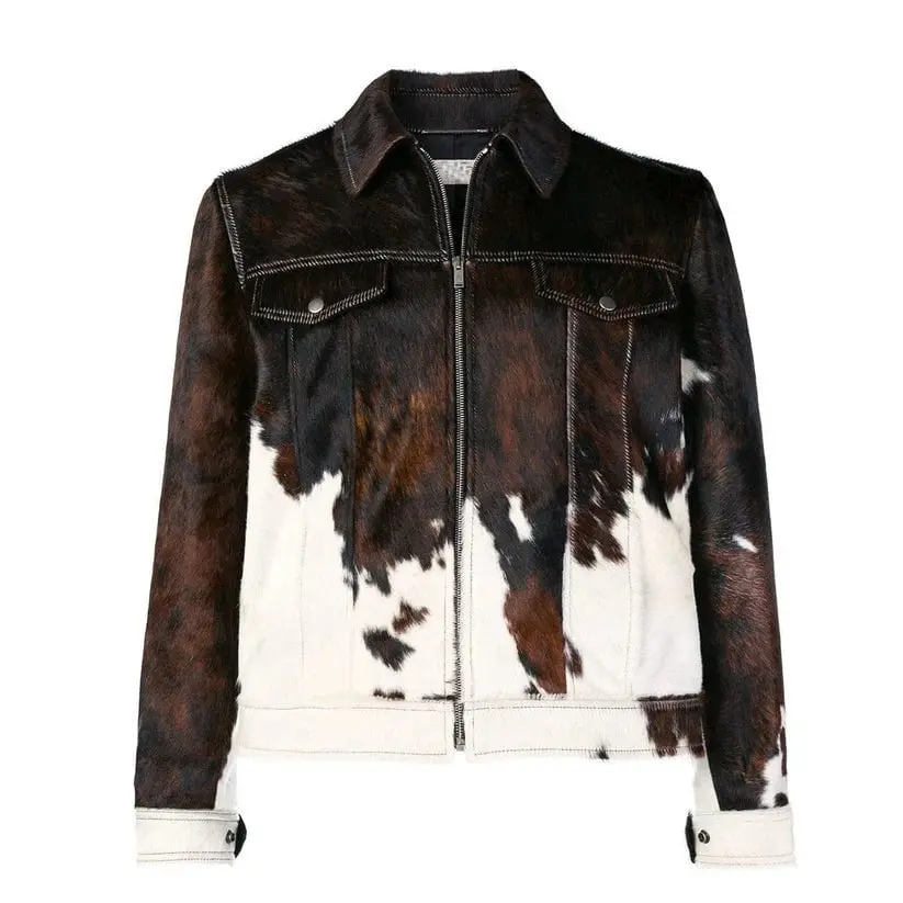 Men's Genuine Cowhide Skin Hair-On Leather Jacket Men's Genuine Cowhide Skin Hair-On Leather Jacket