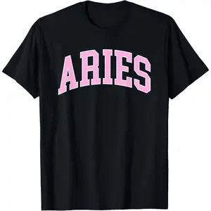 100%cotton Aries Zodiac Horoscope Pink Retro Preppy Throwback Womens T-Shirt