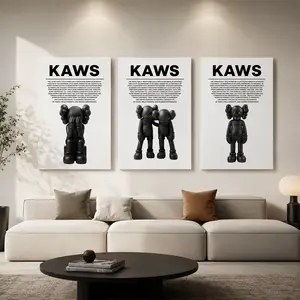 Set of 3 Hypebeast Wall Art Posters, Black Figure Canvas Prints, Modern Streetwear Bedroom Decor