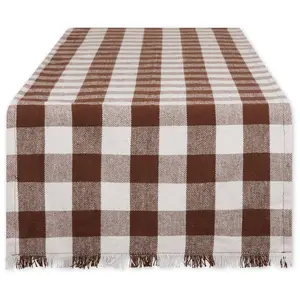 Design Imports 14"x108" Heavyweight Check Fring e Table Runner