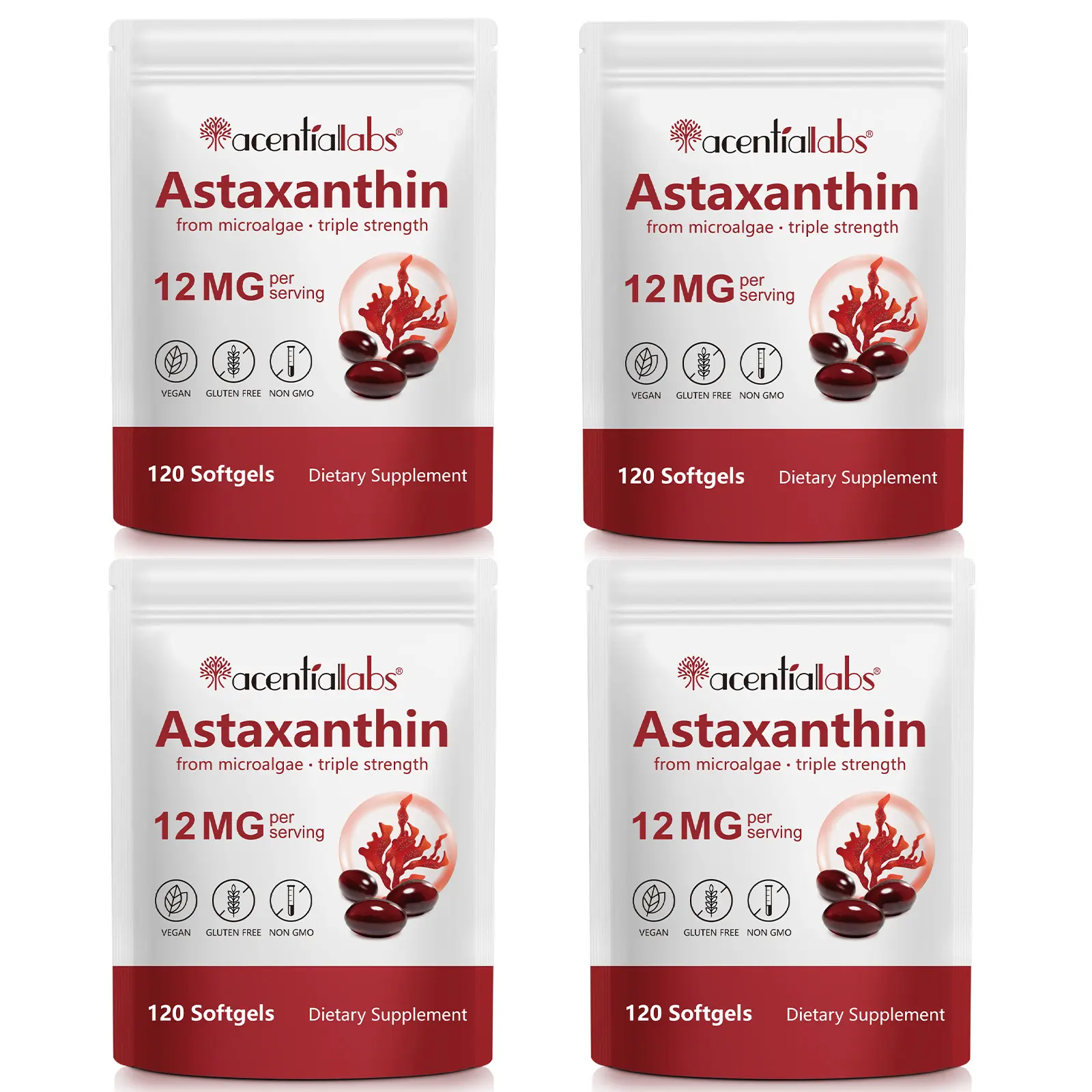 acentiallabs Astaxanthin 12mg, 120 Softgels*4