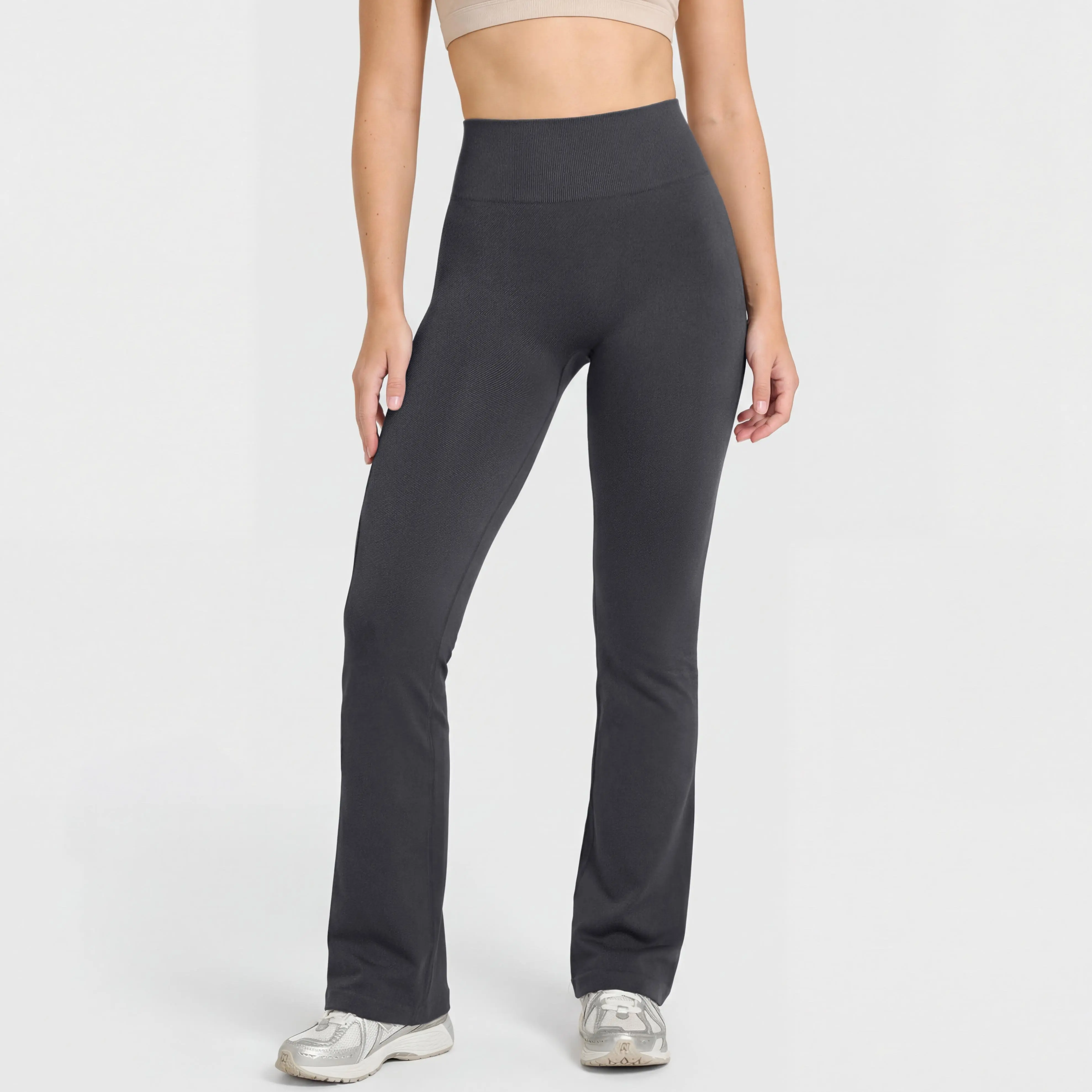 OYV Women's High Waist Tummy Control Bootcut Yoga Pants Stretch Soft Casual Seamless Ribbed Flare Leggings