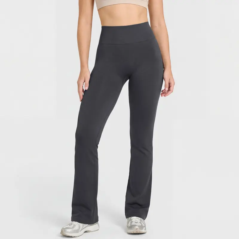 OYV Women's High Waist Tummy Control Bootcut Yoga Pants Stretch Soft Casual Seamless Ribbed Flare Leggings