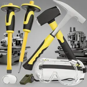 Durable Rock Pick Tool Kit with 3lb Sledge & 32 oz Hammer for Rock Hounding, Gold Mining, Stone Breaking, Includes 12" Mason Chisel, Safety Glasses & Jewelers Loupe, Heavy Duty Outdoor Gear Set