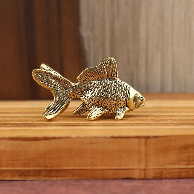 Brass Goldfish Statue - Vintage, Elegant Lucky Charm Collectible Figurine, Animal Figure, Decorative Ornament for Home Decor, Halloween, Collectible Figurines, Animal Figures Figurines