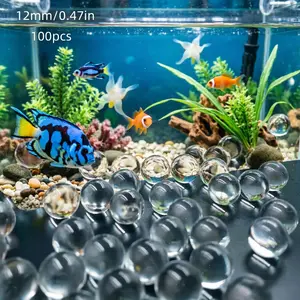 ADISEN 500pcs Clear Glass Beads for Vases, Decorative Fountains Centerpieces,100 Pcs Glass Beads Pebbles,for Vase Filler Flower Crafts Centerpieces and Wedding Decoration 0.47inch Water features, water tanks, fish tank decorations