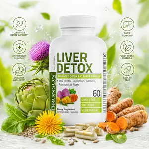 Bronson Liver Detox - Advanced Detox & Cleansing Formula Supports Health Liver Function with Milk Thistle, Dandelion Extract, Turmeric, Artichoke Leaf & More - Non-GMO, 60 Vegetarian Capsules