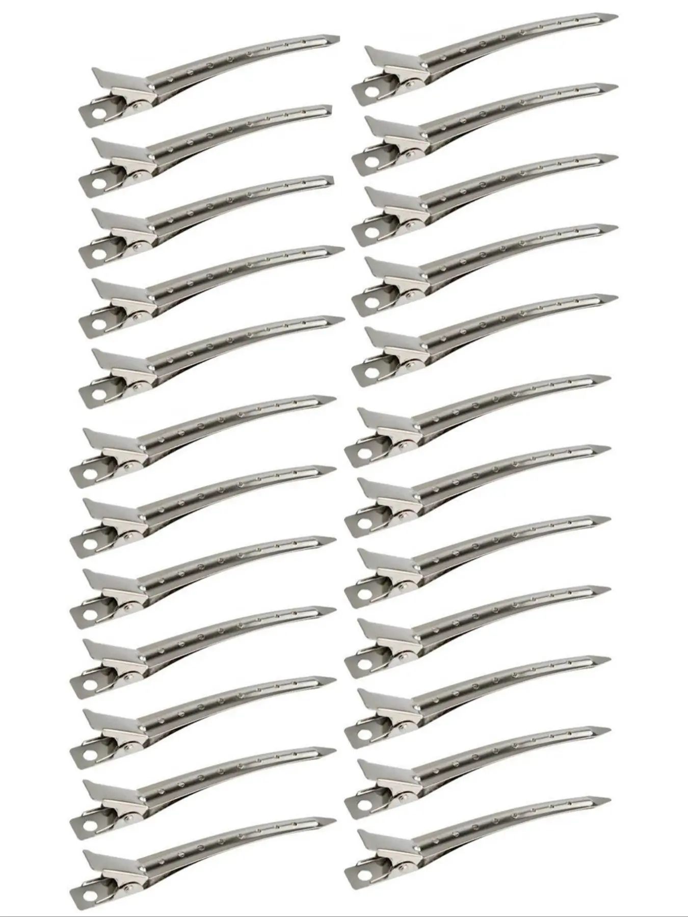 24pcs Large Duckbill Metal Hair Clips, Hair Styling Hairdressing Clips, Hand Push Corrugated Partition Positioning, Hair Clips, Hair Clips For Styling