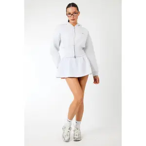 Kaiia Label Logo Mini Sweat Skirt Light Grey Marl