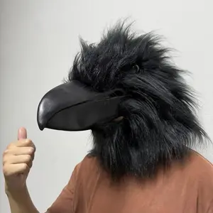 Realistic Raven Mask, Bird with Feathered Texture, Perfect for Halloween, Carnival & Role-Playing Costumes, Detailed Craftsmanship