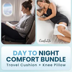 ComfiLife | Orthopedic Knee & Leg Pillow, Ergo-Gel Travel Seat Cushion Bundle – Ideal for Travel Comfort (Bedding & Linens, Pillows & Bed Wedges Accessory)