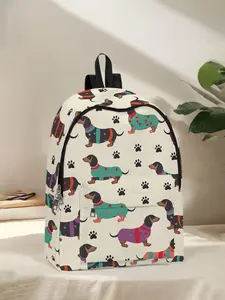 Dog Pattern Casual Printed Backpack, Fun Design for Daily Use with Spacious Storage, Ideal for School, Business Trips, and Travel