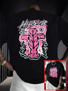 Men's Short Sleeve T-Shirt Summer Hellsat Printed High Street Dark Cool Loose Fit Casual Top, All Seasons Fashion