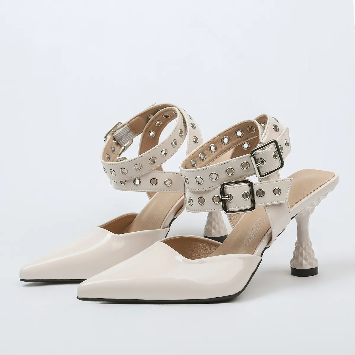Women's Pointed Toe High Heel Sandals, Roman Style High Heeled Single Shoes with Ankle Strap Buckle Design, Suitable for business and casual Girl Footwear