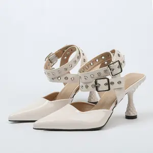 Women's Pointed Toe High Heel Sandals, Roman Style High Heeled Single Shoes with Ankle Strap Buckle Design, Suitable for business and casual Girl Footwear