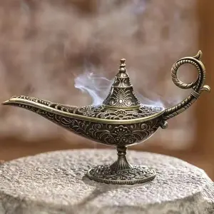 Antique Style Metal Incense Burner - Multi-Functional Home Aroma Holder with Flower Props for Scented/Unscented Candles, Arabic-Inspired Home Decor Gift