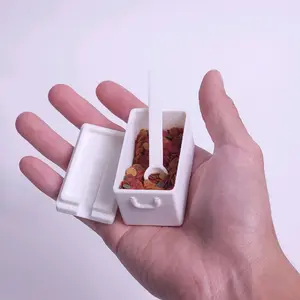 Mini-Cooler Fish Food Container with Spoon | Aquarium Safe PLA Box | Cute Storage for Fish Flakes, Pellets & Treats