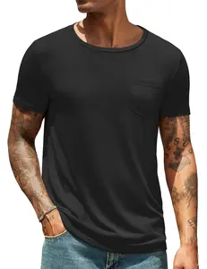 COOFANDY Men's Cotton Pocket Tee Shirts Soft Crew Neck Stretch T Shirt Plain Casual Short Sleeve Summer Basic Tops
