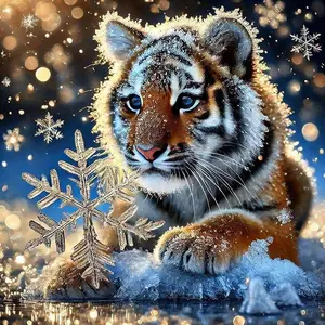 5D DIY Full Drill Diamond Painting - Diamond Art Kit Tiger, Snowflake Mosaic Canvas DIY Wall Art, Home Wall Decoration