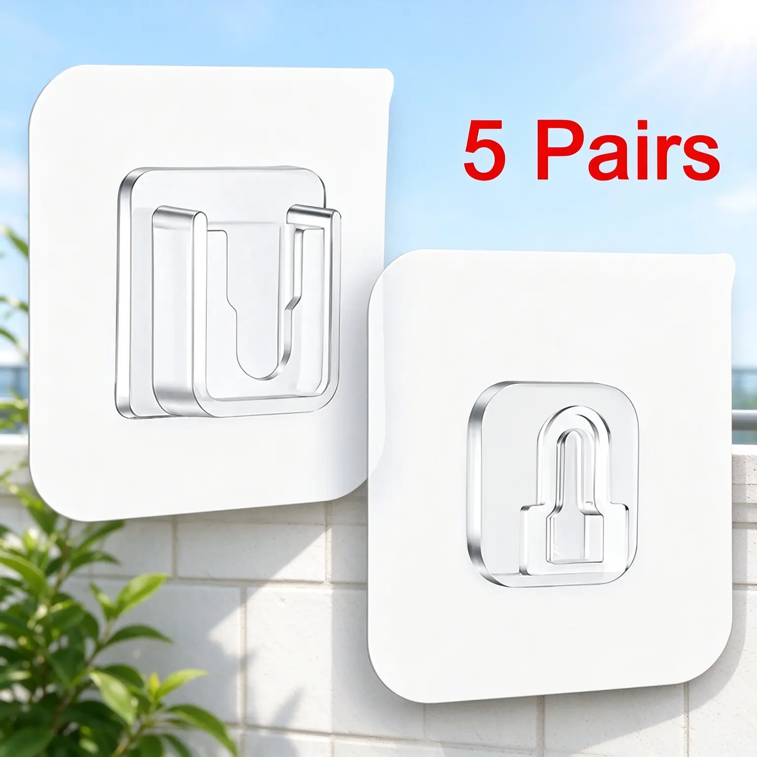 Punch-Free Transparent Interlocking Wall Snap Fasteners, Heavy Duty Self-Adhesive Buckle Hooks, Waterproof No Trace Removable Wall Mount Stickers, Strong Adhesive Hanging Clips for Power Strip, Tissue Box, Bathroom Kitchen Household Storage & Organization