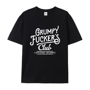 100% cotton short-sleeve shirt，Grumpy Fucker's Club Lifetime Member T-Shirt, Distressed Vintage Script Graphic Tee, Funny Sarcastic Old Man Shirt, Gift for Grumpy Grandpa, Casual Edgy Apparel, Unisex Funny Streetwear