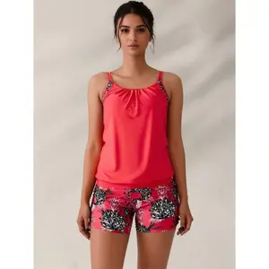 Tankini Swimsuits Two Piece Tummy Control Bathing Suits Blouson Swim Tank Top With Boy Shorts - Women's Modest Swimwear For Beach, Pool, Vacation - UPF 50+ Sun Protection