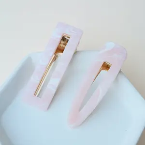 Paste Pink Swirl Resin Hair Clip Set Of 2