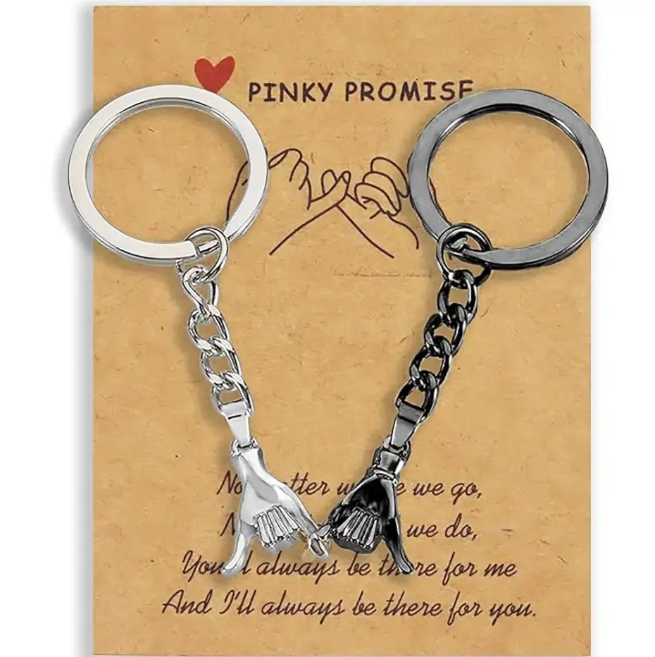 2pcs Pinky Promise Gift Matching Gifts for Him Her  Best Friend fmaily Matching Keychains/Necklace  for Gifts