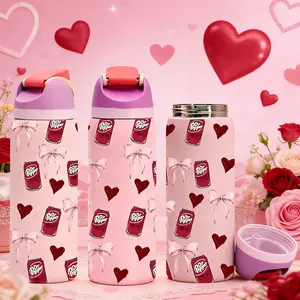 19/24/32oz Double-Wall Vacuum Cup, Insulated Leak-Proof Skinny Thermal Mug Tumbler Drinkware for Hot & Cold Drinks, Keeps Drinks Hot for 12h & Cold for 24h, Stainless Steel Heart Design, Perfect Holiday, Valentine's Day & Birthday Gift for Women & Men