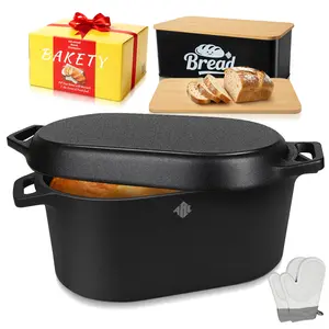Professional Sourdough Kit: 3.6QT Oval Dutch Oven for Bread Baking, includes Bread Box & Oven Mitts for Perfect Homemade Bread Every Time