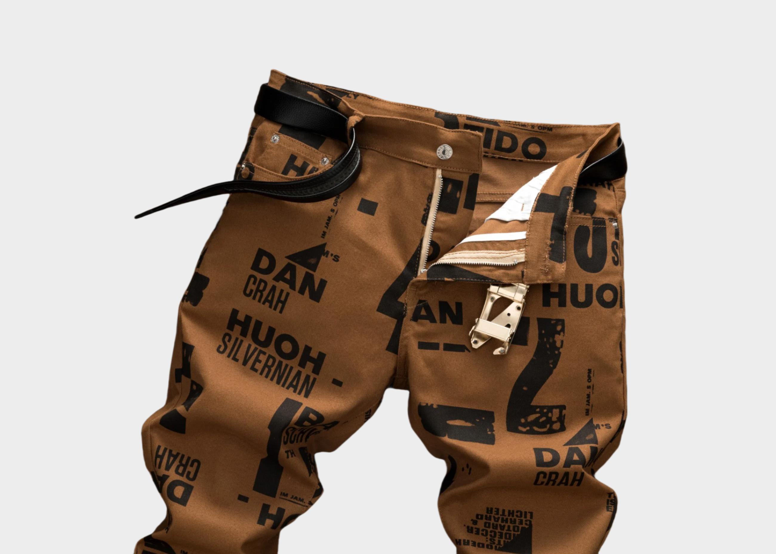 Men'S Slim-Fit Streetwear Straight-Leg Jeans with Bold Letter Print - Black & White Casual Denim Pants for All Seasons, Comfortable and Stylish, Street Style Pants|Sleek Jeans|Durable Denim skinny jeans baggy jeans for men jeans pants for men