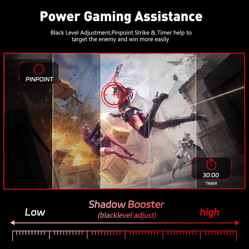 REHISK 24"Slightly curved Gaming Monitor – 180Hz FHD IPS, 1ms, FreeSync, Built-in Speakers, Borderless Design, HDMI & DP for PC, PS5, and Xbox